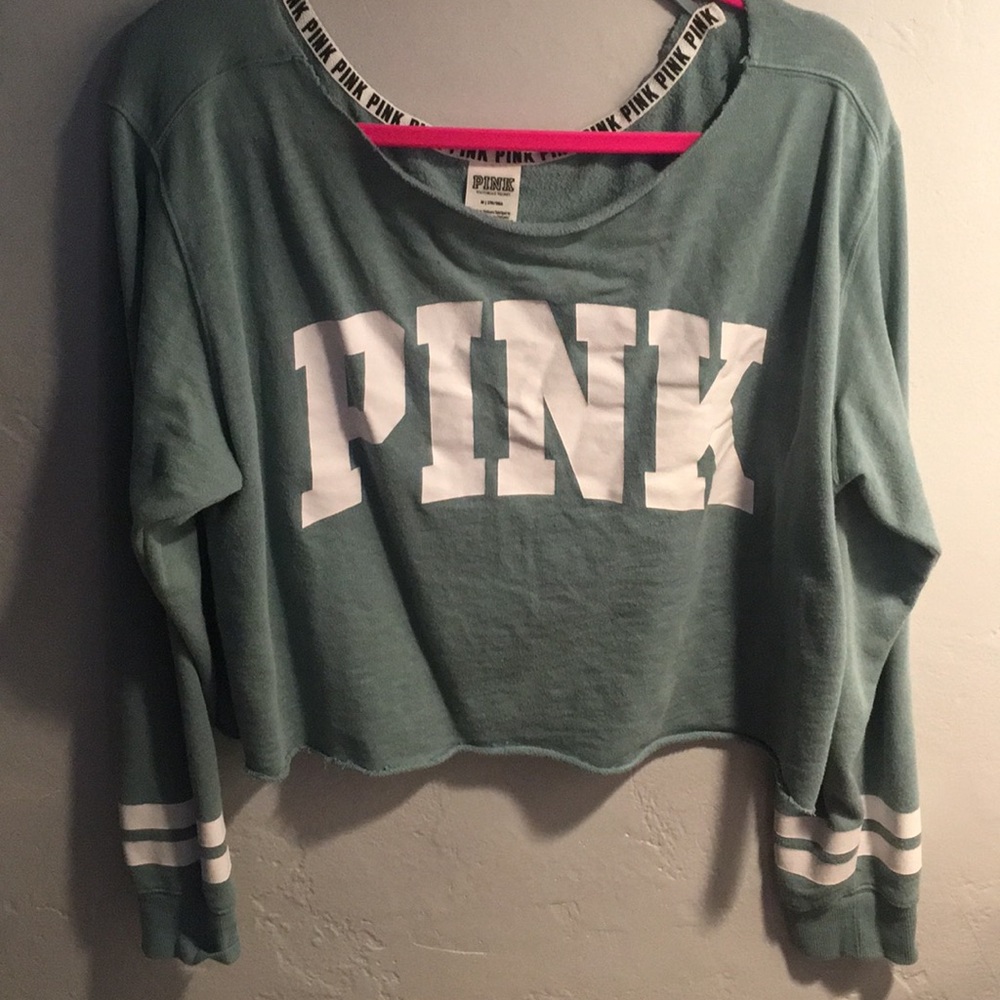PINK cropped oversized sweater